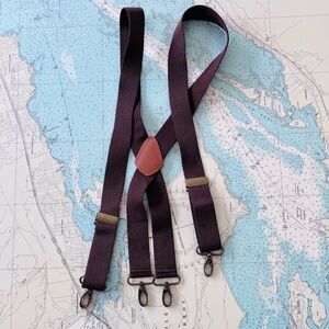 Brown and Brass Elastic Suspenders